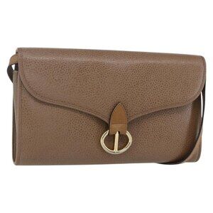 Authentic Christian Dior Shoulder Bag Leather Brown gold